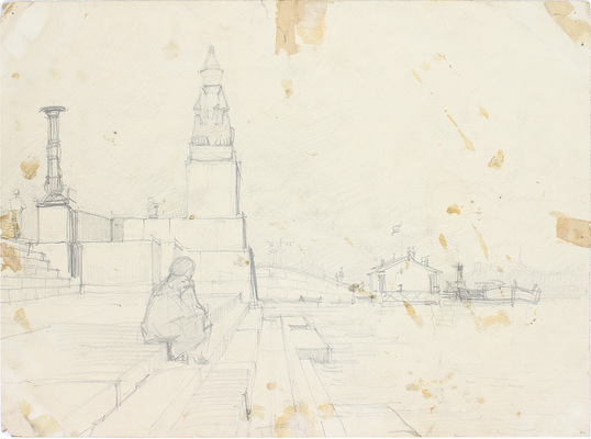 Полторацкий Евгений Михайлович. Ленинград. Тучкова набережная (двухсторонняя работа)